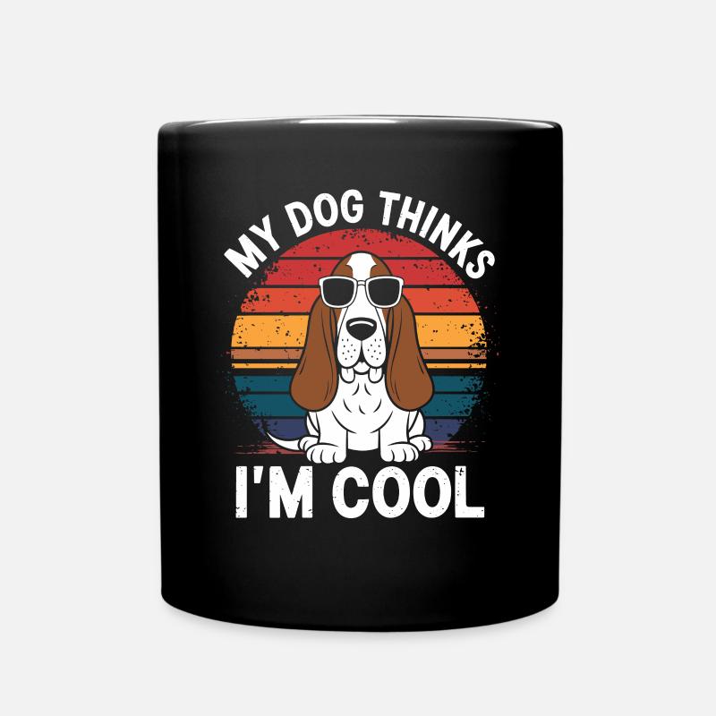 Basset Hound Mon chien pense que je suis cool - Mug uni - noir