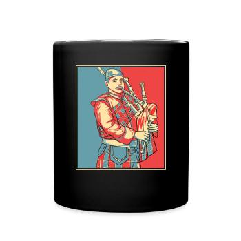 Dudelsackspieler Portrait Great Highland Dudelsack Unterricht - Tasse einfarbig - Schwarz - Vorne
