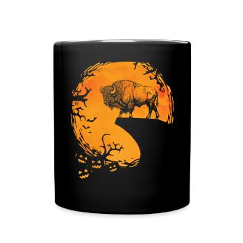 Drôle Halloween Buffalo Bison Silhouette - Mug uni - noir - Devant