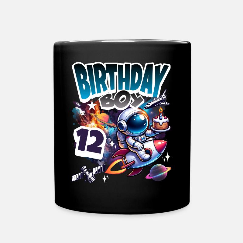 Astronaut 12. Geburtstag Weltall - Tasse einfarbig - Schwarz
