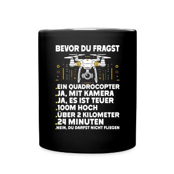Drohne Pilot Quadrocopter Fliegen Quadcopter - Tasse einfarbig - Schwarz - Vorne