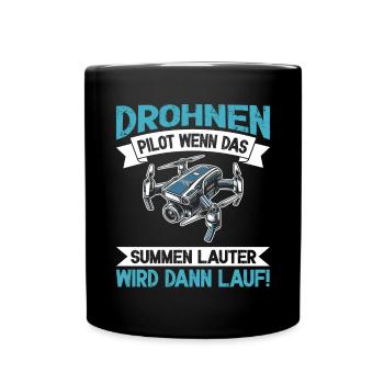 Drohne Pilot Quadrocopter Fliegen Quadcopter - Tasse einfarbig - Schwarz - Vorne
