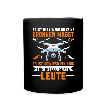 Drohne Pilot Quadrocopter Fliegen Quadcopter - Tasse einfarbig - Schwarz - Vorne