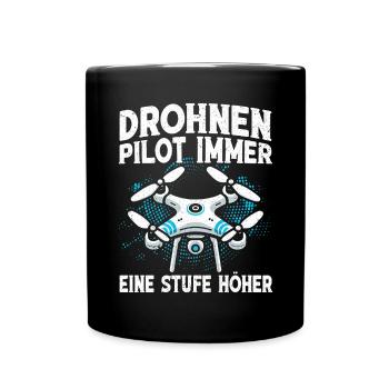 Drohne Pilot Quadrocopter Fliegen Quadcopter - Tasse einfarbig - Schwarz - Vorne