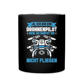 Drohne Pilot Quadrocopter Fliegen Quadcopter - Tasse einfarbig - Schwarz - Vorne