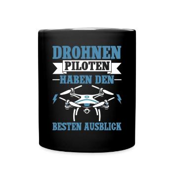 Drohne Pilot Quadrocopter Fliegen Quadcopter - Tasse einfarbig - Schwarz - Vorne