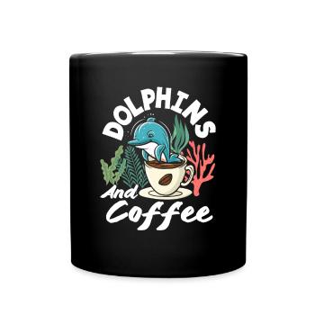 Love dolphins and coffee - Full Colour Mug - black - Front