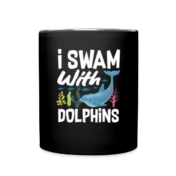 Ich Schwamm Mit Delfinen - Tasse einfarbig - Schwarz - Vorne