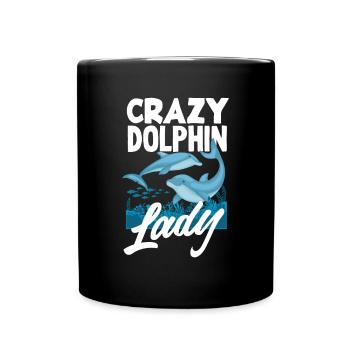 Crazy Dolphin Lady - Full Colour Mug - black - Front