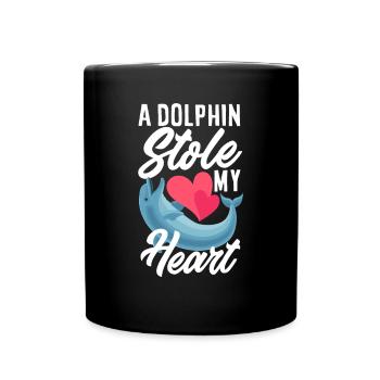 A dolphin stole my heart - Full Colour Mug - black - Front