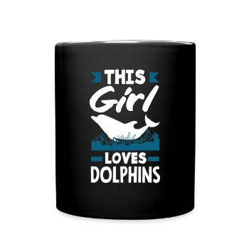This girl loves dolphins - Full Colour Mug - black - Front