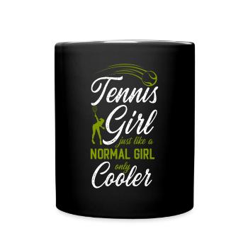 Drôle de joueur de tennis raquette fille - Mug uni - noir - Devant
