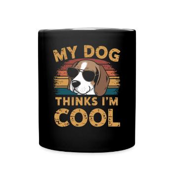 Beagle mon chien pense que je suis cool - Mug uni - noir - Devant