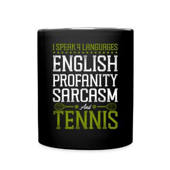 Drôle de joueur de tennis raquette je parle - Mug uni - noir - Devant