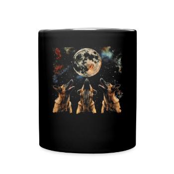 Chien malinois belge Lune hurlante - Mug uni - noir - Devant
