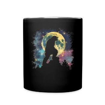 Bigfoot Sasquatch Yeti Howling Moon - Full Colour Mug - black - Front