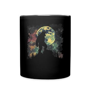 Bigfoot Sasquatch Yeti Howling Moon - Full Colour Mug - black - Front