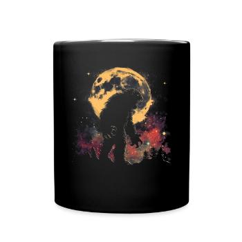 Bigfoot Sasquatch Yeti Heulender Mond - Tasse einfarbig - Schwarz - Vorne