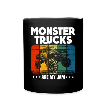 Monster Trucks Are My Jam funny Truck Cars Quotes - Full Colour Mug - black - Front