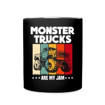 Monster Trucks Are My Jam funny Truck Cars Quotes - Full Colour Mug - black - Front