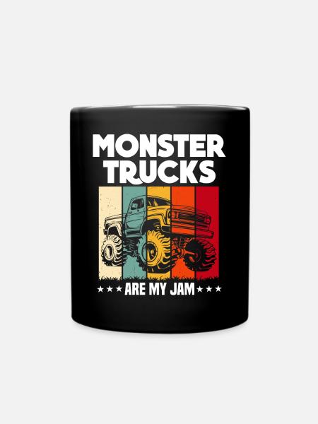 Monster Trucks Are My Jam funny Truck Cars Quotes - Ensfarvet krus - sort