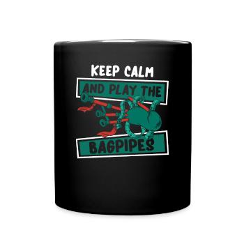 Restez calme et jouez du joueur de cornemuse - Mug uni - noir - Devant