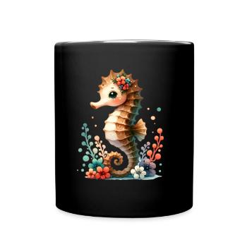 Seepferd Seepferdchen - Tasse einfarbig - Schwarz - Vorne