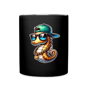 Seepferd Seepferdchen - Tasse einfarbig - Schwarz - Vorne