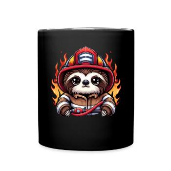 Sloth Firefighter Fire Brigade Professional Fire Brigade - Full Colour Mug - black - Front