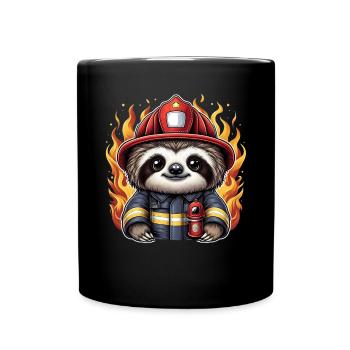 Sloth Firefighter Fire Brigade Professional Fire Brigade - Full Colour Mug - black - Front