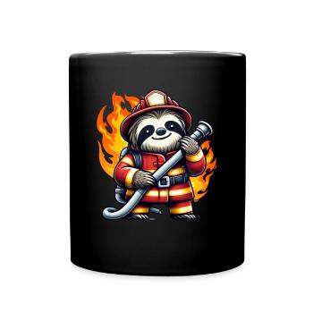 Sloth Firefighter Fire Brigade Professional Fire Brigade - Full Colour Mug - black - Front
