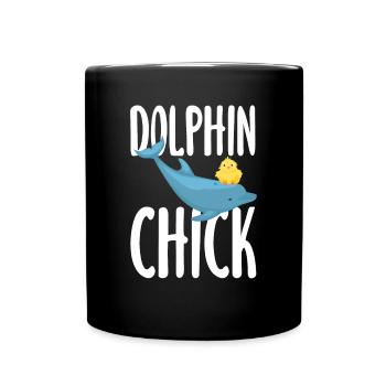 Dolphin Chick Friendship - Full Colour Mug - black - Front