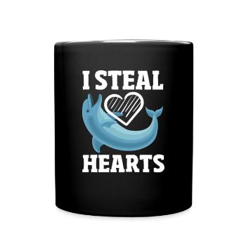 Je vole des cœurs drôle de dauphin - Mug uni - noir - Devant