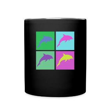 Colorful dolphins in pop art style - Full Colour Mug - black - Front