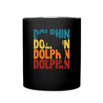 Retro Dolphin Silhouette Ocean Adventure - Full Colour Mug - black - Front