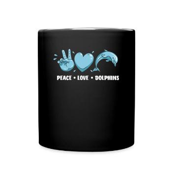 Peacefulness Dear Dolphins - Full Colour Mug - black - Front