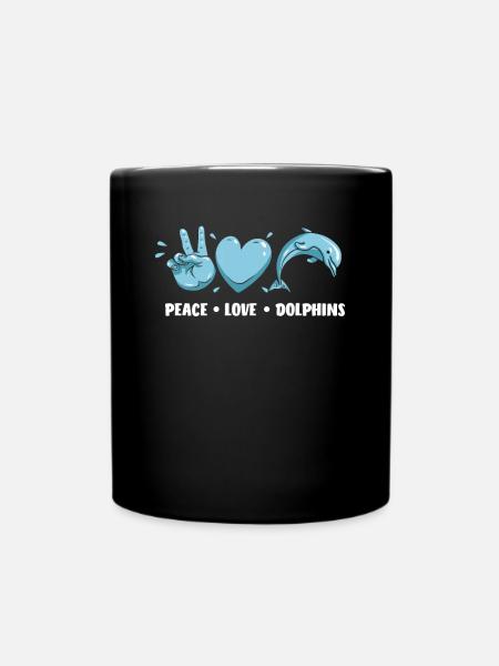 Friedfertigkeit Liebe Delfine - Tasse einfarbig - Schwarz