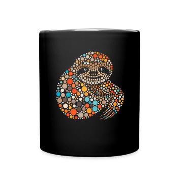 Bunte Punkt-Faultier-Grafik - Tasse einfarbig - Schwarz - Vorne