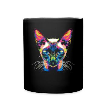 Siamese Cat Popart - Full Colour Mug - black - Front