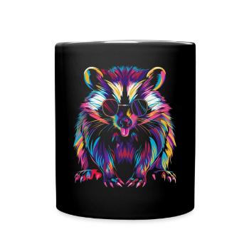 Skunk Animal Lunettes de soleil Pop Art - Mug uni - noir - Devant