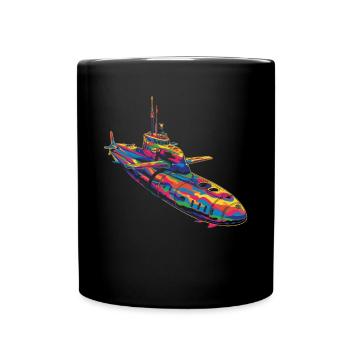 U-Boot Submariner Veteran Popart - Tasse einfarbig - Schwarz - Vorne