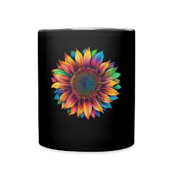 Sunflower Flower Popart - Full Colour Mug - black - Front