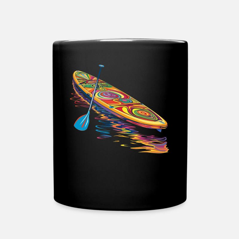 SUP Stand Up Paddling Paddle Board Popart - Tasse einfarbig - Schwarz