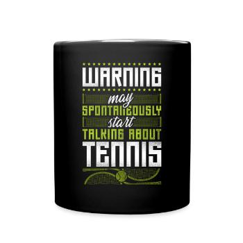 Avertissement de raquette de joueur de tennis drôle - Mug uni - noir - Devant
