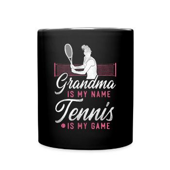 Funny Tennis Player Racket Grandma - Full Colour Mug - black - Front