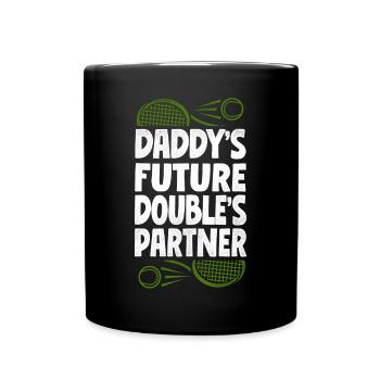 Funny Tennis Player Racket Daddy's - Tasse einfarbig - Schwarz - Vorne