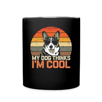 Corgi mon chien pense que je suis cool - Mug uni - noir - Devant