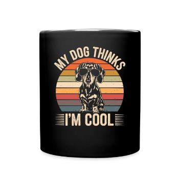 Dachshund my dog thinks I'm cool - Full Colour Mug - black - Front