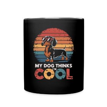 Dachshund my dog thinks I'm cool - Full Colour Mug - black - Front