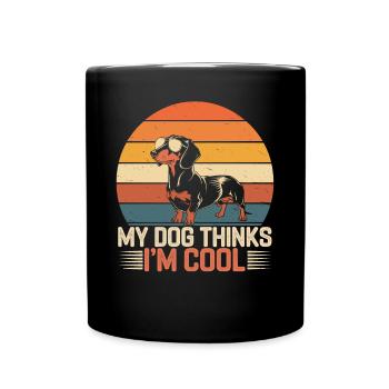 Teckel mon chien pense que je suis cool - Mug uni - noir - Devant